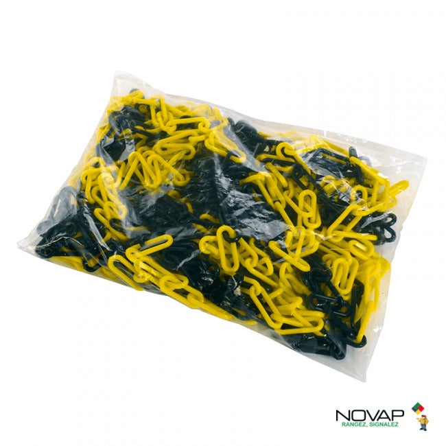 NOVAP - Chaîne de signalisation \Ø 8mm x 25m - Jaune et noir en sac - 1185180