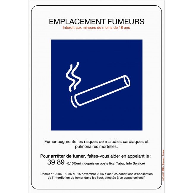 NOVAP - Panneau Emplacement fumeurs - Rigide A4 - 4600031