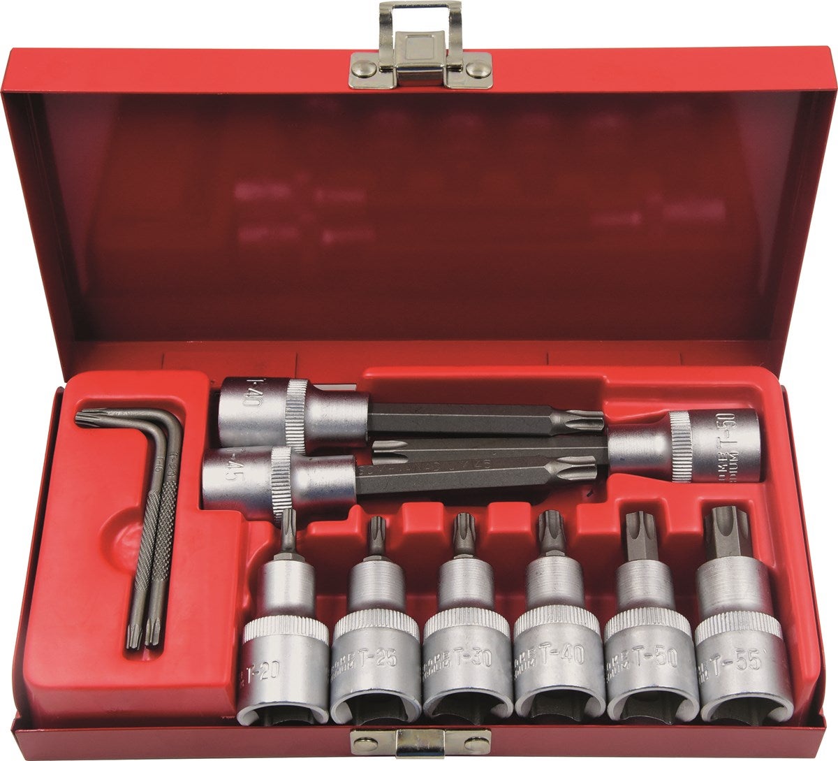 DRAKKAR - Douilles tournevis 1/2" avec embout 55mm Torx® de T20 à T55 et 100mm T40 à T50 - coffret métallique de 11 pcs - 10752