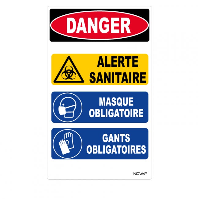 TOPCAR - Panneau 'Danger alerte sanitaire' 200x330mm - 4161785